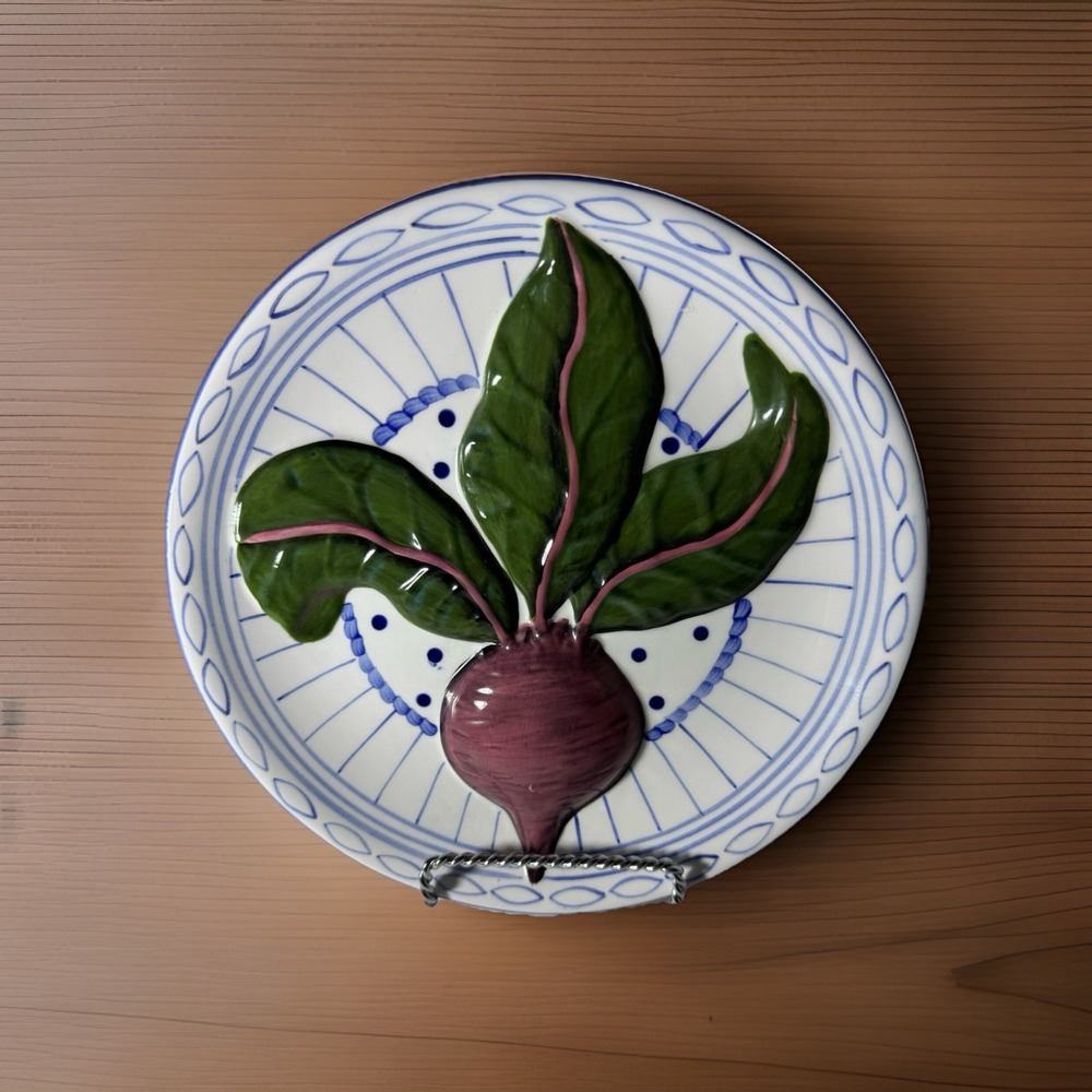 JAY WILLFRED Andrea Sadek 9" Ceramic Plate Raised Beet and Greens